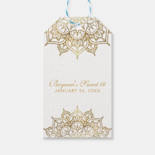 Gouden Mandala Witte Glam Moderne Trouwgunst Cadeaulabel