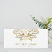 Gouden Mandala Witte Minimal Moderne Cadeaubon (Staand voorkant)