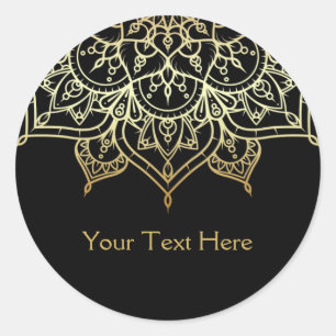 Gouden Mandala Zwarte Glam Chic Moderne Glam Favor Ronde Sticker