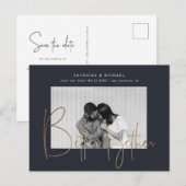 gouden manuscript één foto sparen het datumverlovi briefkaart (Voorkant / Achterkant)