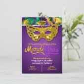Gouden Mardi Gras Maskerade Viering Kaart (Staand voorkant)