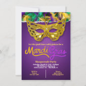 Gouden Mardi Gras Maskerade Viering Kaart (Voorkant)