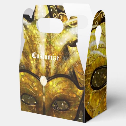 Gouden Mardi Gras Maskers Gable Favor Box Bedankdoosjes (Geopend)
