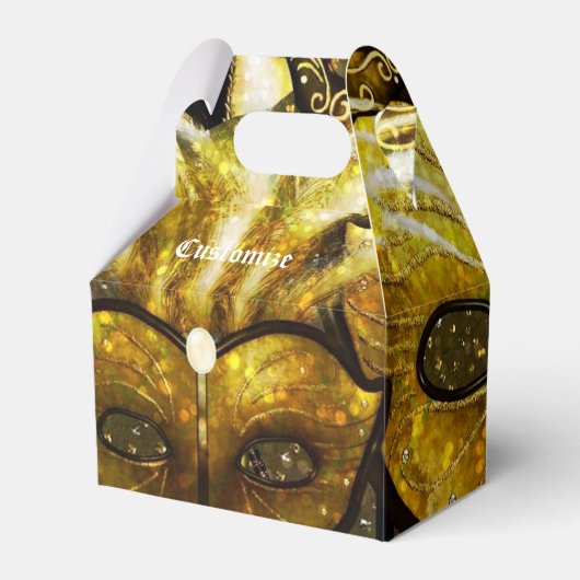 Gouden Mardi Gras Maskers Gable Favor Box Bedankdoosjes (Voorkant Zijde)