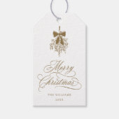 Gouden maretak Vrolijk Kerstfeest | Feliz Navidad Cadeaulabel (Voorkant)