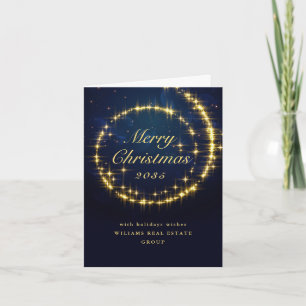 Gouden marine glitters kerstverlichting zakelijk k feestdagen kaart