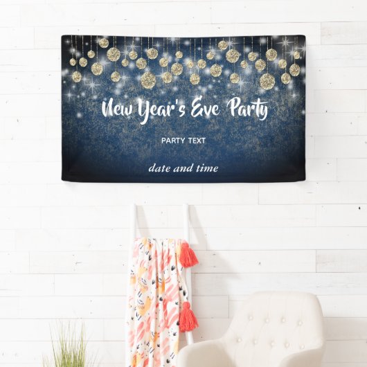 Gouden marine Oudejaarsavond feest sprankelend Spandoek (Insitu)