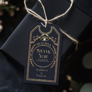 Gouden Marine Tarot Gotische bruiloft Dank u Cadeaulabel