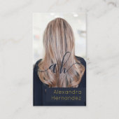 Gouden marineblauw haar make-up foto Initiaal QR-c Visitekaartje (Voorkant)