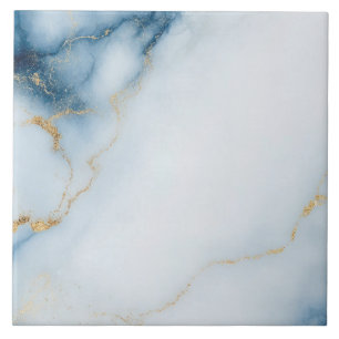 Gouden marmer blauw patroon tegeltje