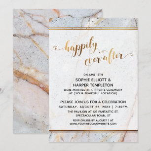 Gouden marmer Happily Ever After Hart Calligrafie Kaart