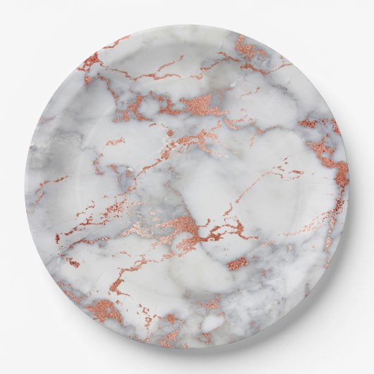 gouden marmer van grijs roos papieren bordje (Voorkant)