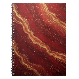 Gouden marmeren abstracte achtergrond met rode dra notitieboek