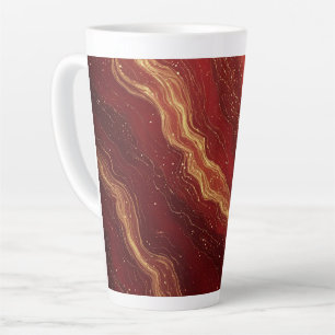 Gouden marmeren abstracte achtergrond met rode kro latte mok