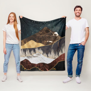 Gouden marmeren berg onder sterrenhemel fleece deken