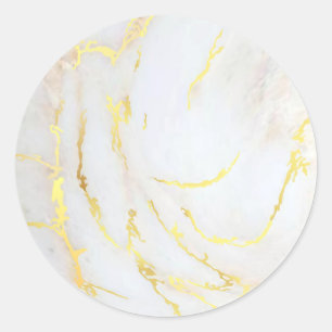 Gouden Marmeren Blank Sjabloon Elegant Jouw tekst  Ronde Sticker