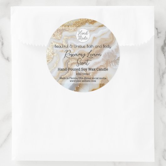 Gouden Marmeren Logo Fles Kaarsenpot Product Label (Tas)