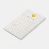 Gouden marmeren monogram Gouden naam Wit Post-it® Notes (Schuin)