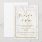 Gouden marmeren repetitie dineruitnodigingen kaart (Voorkant / Achterkant)