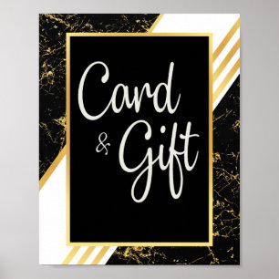 Gouden marmeren strepen typografie zwart Kaarten & Poster