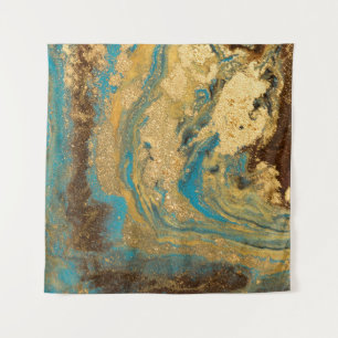 Gouden marmering: blauwe marmeren textuur. wandkleed