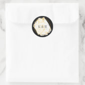 gouden marmermonogram ronde sticker (Tas)