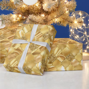 Gouden Marokkaans Vierbladpatroon Cadeaupapier