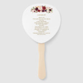 Gouden Marsala Bloemen Boho Huwelijksprogramma Waa Handwaaier (Achterkant)