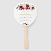 Gouden Marsala Bloemen Boho Huwelijksprogramma Waa Handwaaier (Voorkant)
