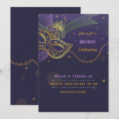 Gouden Masker Mardi Gras Kaart (Voorkant / Achterkant)