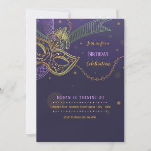 Gouden Masker Mardi Gras Kaart