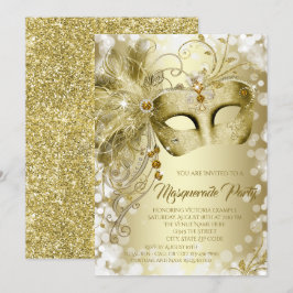Gouden Masker Maskerade Feest Kaart