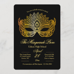 Gouden Masker Maskerade Gala Uitnodiging