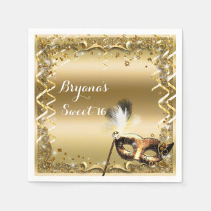 Gouden Maskerade Masker Elegant Bal Verjaardagsfee Servetten