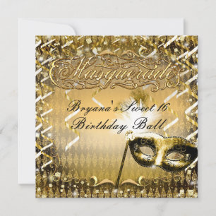 Gouden Maskerade Masker Elegant Verjaardagsfeestje Kaart