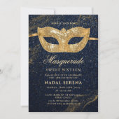gouden maskerade masker Sweet 16 Kaart (Voorkant)