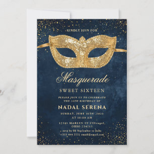 gouden maskerade masker Sweet 16 Kaart