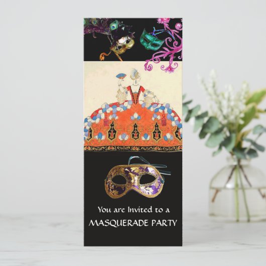 Gouden maskers ORANJE LADY MASQUERADE PARTY Progra Kaart (Staand voorkant)