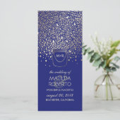 Gouden Mason Jar Fireflies Rustiek Huwelijksprogra Programma (Staand voorkant)