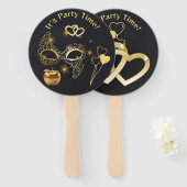 Gouden Masquerade Het is Feesttijd | Handwaaier (Voorkant en achterkant)