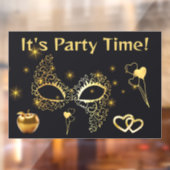 Gouden Masquerade Het is Feesttijd | Raamsticker (Vel 2)