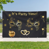 Gouden Masquerade Het is Feesttijd | Spandoek (Buitenkant)