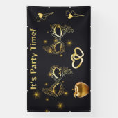 Gouden Masquerade Het is Feesttijd | Spandoek (Verticaal)