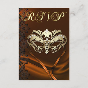 Gouden Masquerade Oranje Met Juwelen RSVP Uitnodig Kaart