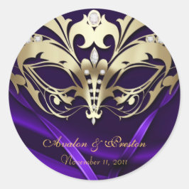 Gouden Masquerade Paarse Bruiloft Sticker