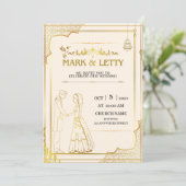 Gouden Matt-thema huwelijksuitnodiging ontwerp Kaart (Staand voorkant)