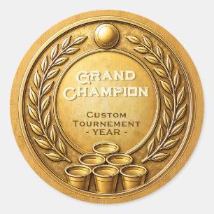 Gouden Medaille Beer Pong Toernooi Kampioenschap Ronde Sticker