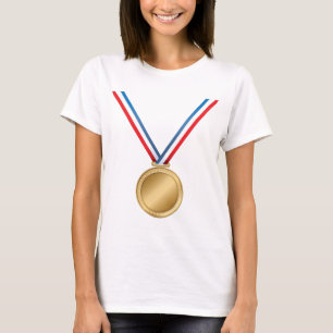 Gouden medaille-onderscheiding met rood-wit-blauwe t-shirt