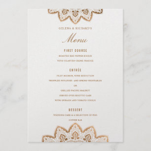 Gouden Medaillon Shimmer Bruiloft Menu Kaart