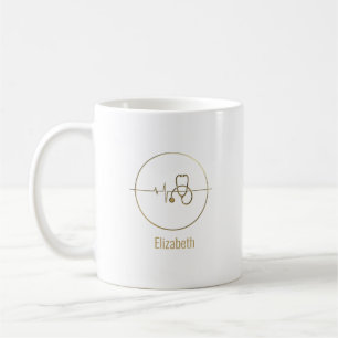 Gouden Medische Stethoscoop Hartslag Aangepaste Na Koffiemok